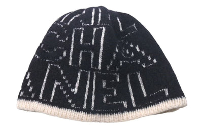 CHANEL シャネル Cashmere Wool Silk Logo Beanie Black White カシミヤ ウール シルク ビーニー 美品 中古 4c074470