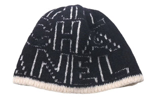 CHANEL シャネル Cashmere Wool Silk Logo Beanie Black White カシミヤ ウール シルク ビーニー 美品 中古 4c074470