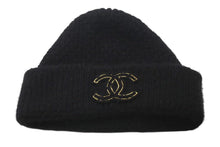 Load image into Gallery viewer, CHANEL シャネル Cashmere Knit カシミヤ ビーニー ブラック ニットキャップ 新タグ ココマーク 美品 中古 4c074474