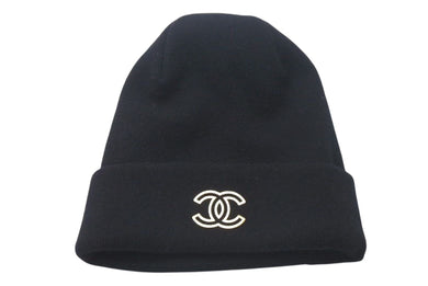 未使用 CHANEL シャネル Cashmere Knit Beanie カシミヤニットビーニー ココマーク ブラック 0番台 中古 4c074475