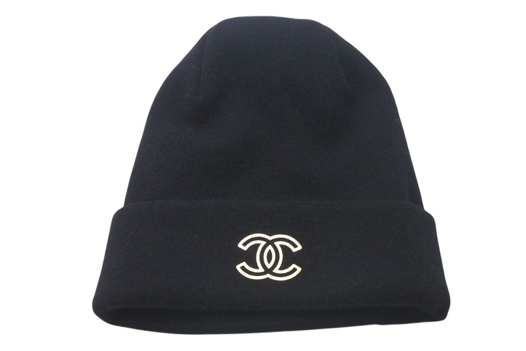 未使用 CHANEL シャネル Cashmere Knit Beanie カシミヤニットビーニー ココマーク ブラック 0番台 中古 4c074475