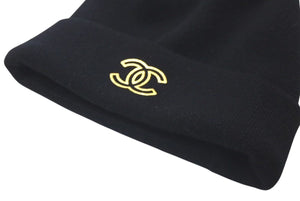 未使用 CHANEL シャネル Cashmere Knit Beanie カシミヤニットビーニー ココマーク ブラック 0番台 中古 4c074475