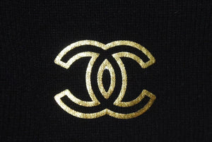 未使用 CHANEL シャネル Cashmere Knit Beanie カシミヤニットビーニー ココマーク ブラック 0番台 中古 4c074475
