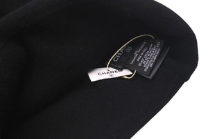 未使用 CHANEL シャネル Cashmere Knit Beanie カシミヤニットビーニー ココマーク ブラック 0番台 中古 4c074475