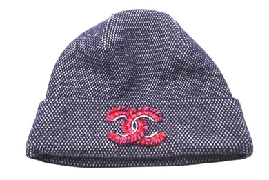 CHANEL シャネル Cashmere Embroidery Coco Mark Beanie カシミヤ 刺繍 ココマークビーニー ネイビー 美品 中古 4c074477