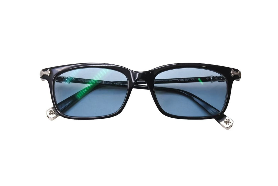CHROME HEARTS クロムハーツ FUN HATCH-A サングラス サイズ54□18-148 ブルーレンズ シルバー ブラック925 美品 中古 4c074483 