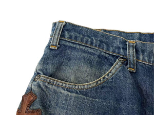 CHROME HEARTS クロムハーツ リーバイス デニムパンツ クロスパッチ クロスボール ダガー シルバー925 ブルー ブラウン 美品 中古 4c074484
