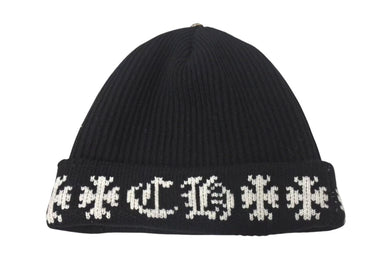 新品同様 CHROME HEARTS クロムハーツ ビーニー ニットキャップ BIG DADDY ビッグ ダディ カシミア ブラック ワンサイズ 中古 4c074491