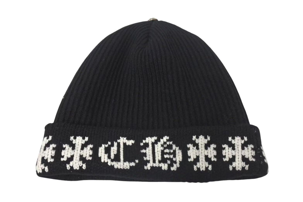 新品同様 CHROME HEARTS クロムハーツ ビーニー ニットキャップ BIG DADDY ビッグ ダディ カシミア ブラック ワンサイズ 中古 4c074491