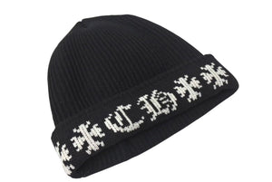 新品同様 CHROME HEARTS クロムハーツ ビーニー ニットキャップ BIG DADDY ビッグ ダディ カシミア ブラック ワンサイズ 中古 4c074491