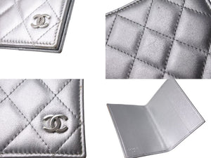 CHANEL シャネル Metallic Passport Holder メタリック パスポート ホルダー シルバー 14番台 美品 中古 4c074493