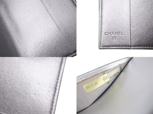 CHANEL シャネル Metallic Passport Holder メタリック パスポート ホルダー シルバー 14番台 美品 中古 4c074493