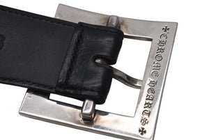 CHROME HEARTS クロムハーツ ピラミッド プラス バックル ベルト レザー シルバー925 ブラック シルバー金具 サイズ36 美品 中古 4c074495