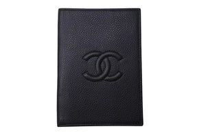 CHANEL シャネル Caviar Skin Passport case キャビアスキン パスポートケース 18番台 ブラック 美品 中古 4c074496