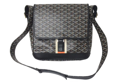 GOYARD GRAND BLEU MM ゴヤール グランブルーMM ショルダーバッグ ブラック PVC×レザー 美品 中古 4c074497
