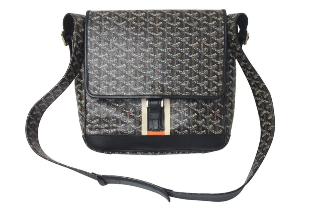 GOYARD GRAND BLEU MM ゴヤール グランブルーMM ショルダーバッグ ブラック PVC×レザー 美品 中古 4c074497