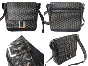 GOYARD GRAND BLEU MM ゴヤール グランブルーMM ショルダーバッグ ブラック PVC×レザー 美品 中古 4c074497