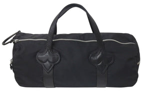 クロムハーツ Chrome Hearts Duffle Gym ダッフルジムバッグ ボストンバッグ ナイロン レザー ブラック シルバー金具 美品 中古 4c074498 