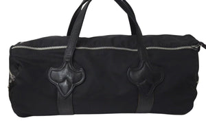 クロムハーツ Chrome Hearts Duffle Gym ダッフルジムバッグ ボストンバッグ ナイロン レザー ブラック シルバー金具 美品 中古 4c074498 