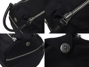 クロムハーツ Chrome Hearts Duffle Gym ダッフルジムバッグ ボストンバッグ ナイロン レザー ブラック シルバー金具 美品 中古 4c074498 