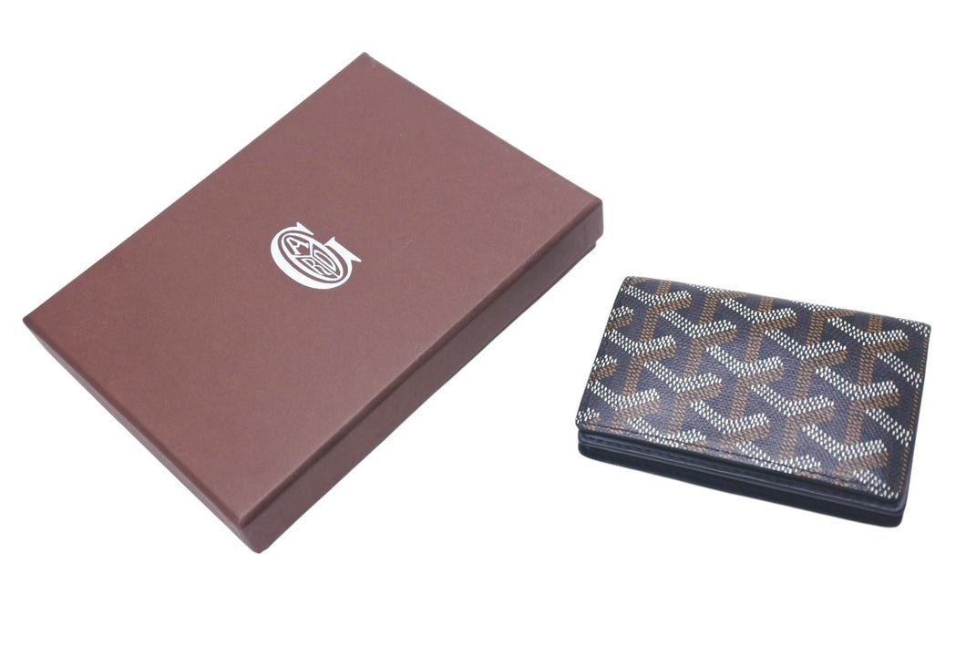 極美品 GOYARD ゴヤール マルゼルブ カードケース ブラウン ブラック PVC レザー MALESHPMLTY01CL01X 中古 4c074501