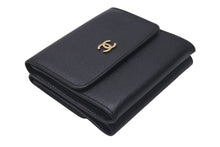 Load image into Gallery viewer, 新品未使用 CHANEL シャネル 三つ折り財布 ココマーク 6番台 フランス製 レザー メタル ブラック ゴールド金具 中古 4c074503 正規品