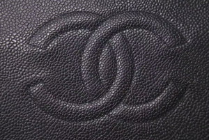 CHANEL シャネル 長財布 ラウンドジップ キャビアスキン ココマーク 4番台 ブラック レディース 美品 中古 4c074505