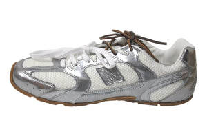 新品未使用 MIUMIU ミュウミュウ NewBalance ニューバランス 530 SL Silver Pack レザー メッシュ シルバー ブラウン サイズ43 中古 4c074506