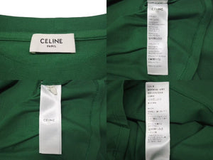 CELINE セリーヌ Crop Top Logo T Shirt クロップド ロゴ T シャツ グリーン レディース 2X761501F 美品 中古 4c074509
