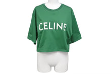 Load image into Gallery viewer, CELINE セリーヌ Crop Top Logo T Shirt クロップド ロゴ T シャツ グリーン レディース 2X761501F 美品 中古 4c074509