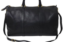 Load image into Gallery viewer, CHANEL シャネル ココマーク ボストンバッグ キャビアスキン 5番台 レザー ブラック 美品 中古 4c074515