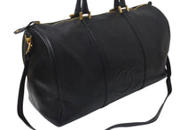 Load image into Gallery viewer, CHANEL シャネル ココマーク ボストンバッグ キャビアスキン 5番台 レザー ブラック 美品 中古 4c074515