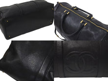 Load image into Gallery viewer, CHANEL シャネル ココマーク ボストンバッグ キャビアスキン 5番台 レザー ブラック 美品 中古 4c074515