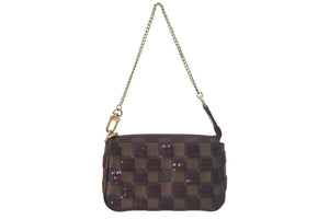 極美品 LOUIS VUITTON ルイヴィトン モノグラム ミニポシェット アクセソワール ダミエパイエット N63176 スパンコール 中古 4c074520