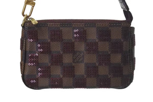 極美品 LOUIS VUITTON ルイヴィトン モノグラム ミニポシェット アクセソワール ダミエパイエット N63176 スパンコール 中古 4c074520