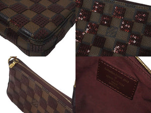 極美品 LOUIS VUITTON ルイヴィトン モノグラム ミニポシェット アクセソワール ダミエパイエット N63176 スパンコール 中古 4c074520