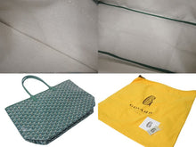Load image into Gallery viewer, 新品未使用 GOYARD ゴヤール サンルイPM バッグ トートバッグ STLOUIPMLTY09CL09P PVC レザー ヘリンボーン グリーン 中古 4c074521