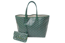 Load image into Gallery viewer, 新品未使用 GOYARD ゴヤール サンルイPM バッグ トートバッグ STLOUIPMLTY09CL09P PVC レザー ヘリンボーン グリーン 中古 4c074521