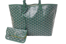 Load image into Gallery viewer, 新品未使用 GOYARD ゴヤール サンルイPM バッグ トートバッグ STLOUIPMLTY09CL09P PVC レザー ヘリンボーン グリーン 中古 4c074521