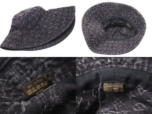 極美品 LOUIS VUITTON ルイヴィトン シャポー バケットハット N80207 サイズL モノグラム デニム ウォッシュド加工 中古 4c074530