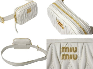 極美品 MIUMIU ミュウミュウ マテラッセ ショルダーバッグ ハンドバッグ 5CC568 ホワイト ゴールド金具 中古 4c074533