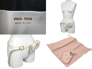 極美品 MIUMIU ミュウミュウ マテラッセ ショルダーバッグ ハンドバッグ 5CC568 ホワイト ゴールド金具 中古 4c074533