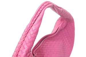 極美品 BOTTEGA VENETA ボッテガ ヴェネタ イントレチャート ホーボーバッグ ワンショルダーバッグ レザー ピンク 中古 4c074534