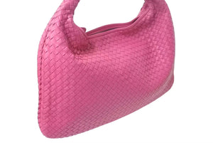 極美品 BOTTEGA VENETA ボッテガ ヴェネタ イントレチャート ホーボーバッグ ワンショルダーバッグ レザー ピンク 中古 4c074534