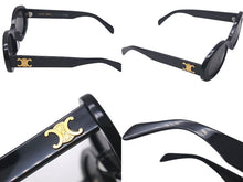 Load image into Gallery viewer, 極美品 CELINE セリーヌ サングラス TRIOMPHE 01 トリオンフ ロゴ 52◻︎22 145 CL40194U ブラック ゴールド金具 ケース付き 中古 4c074547