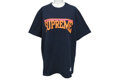Supreme シュプリーム 半袖ロゴＴシャツ ARCH LOGO PRINT TEE 18SS ネイビー オレンジ コットン 美品 中古 4c074568 