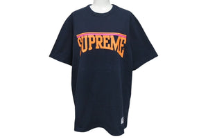 Supreme シュプリーム 半袖ロゴＴシャツ ARCH LOGO PRINT TEE 18SS ネイビー オレンジ コットン 美品 中古 4c074568 