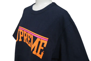 Supreme シュプリーム 半袖ロゴＴシャツ ARCH LOGO PRINT TEE 18SS ネイビー オレンジ コットン 美品 中古 4c074568 