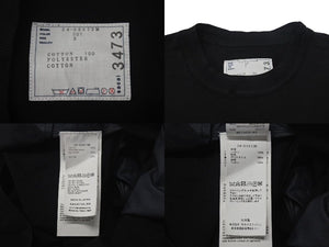 Sacai サカイ半袖Ｔシャツ リップストップパネル Tシャツ ブラック コットンポリエステル 3 24-03473M 美品 中古 4c074573 