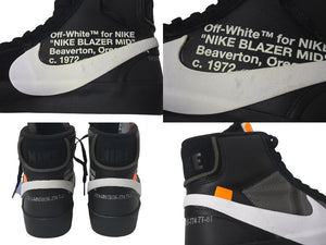 NIKE × OFF-WHITE ナイキ オフホワイト ブレーザーミッドグリムリーパー ミッドカット スニーカー ブラック THE TEN AAA3832 サイズ26.5 美品 中古 4c074577